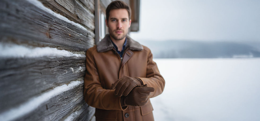 Luxury sheepskin gloves for men ideal for winter outdoor wear