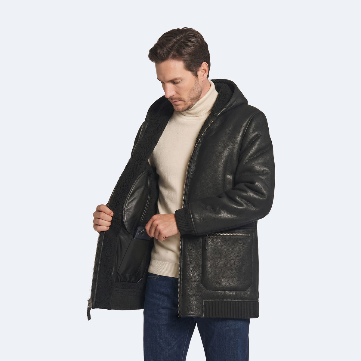 Linden Shearling Hooded Coat-3
