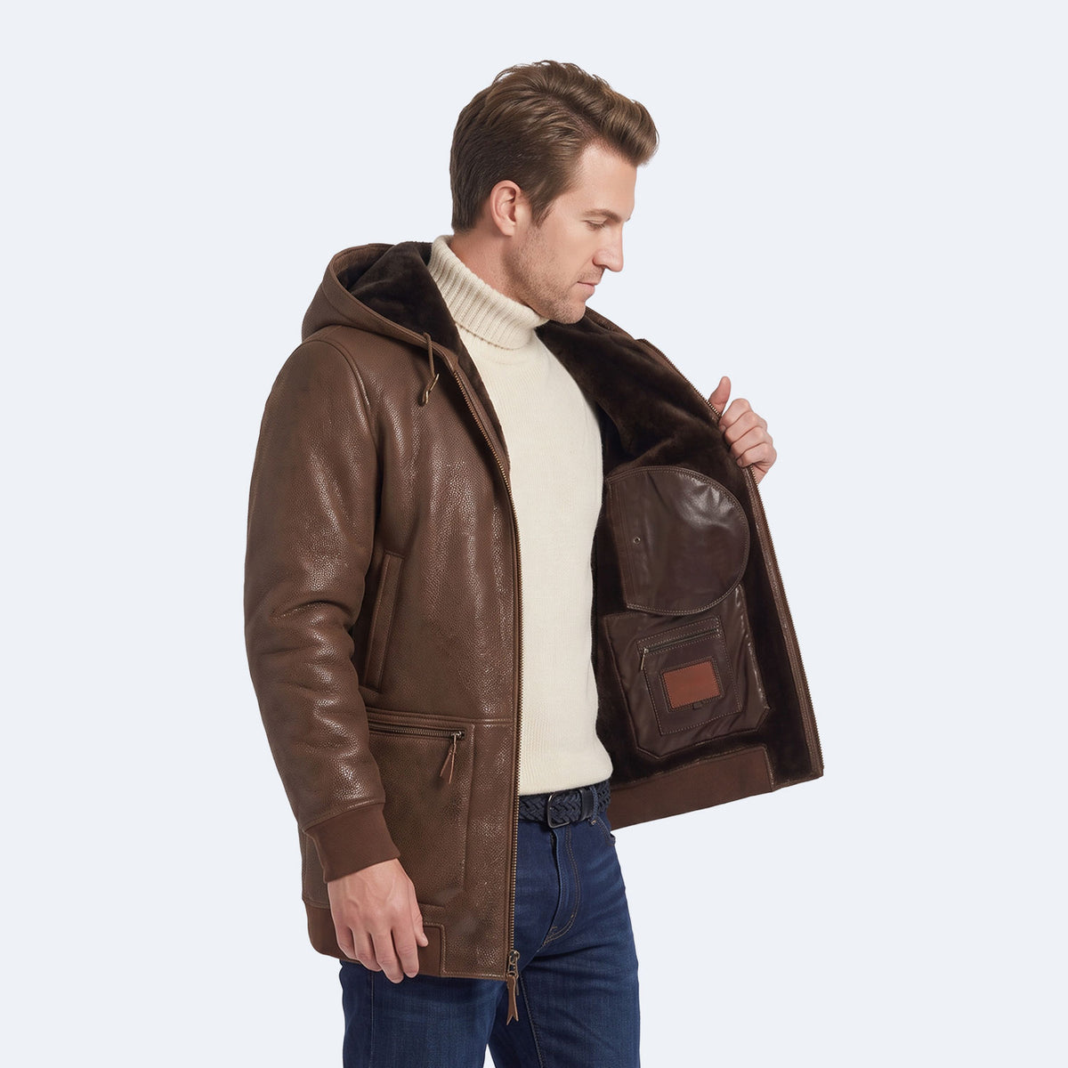 Linden Shearling Hooded Coat-7